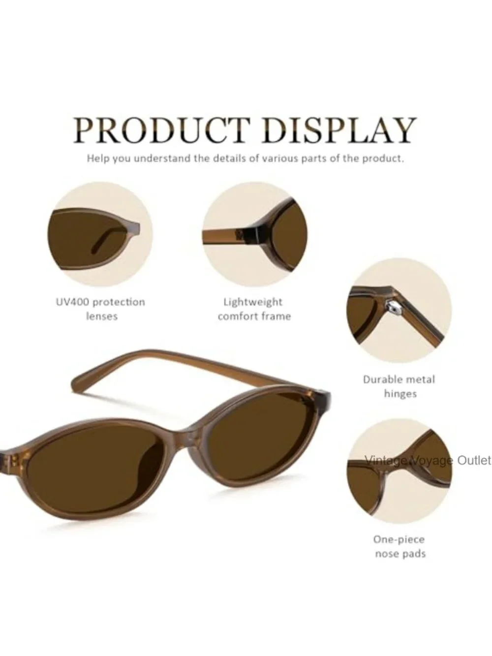 90s Oval Cat Eye Sunglasses UV400 Retro Shades